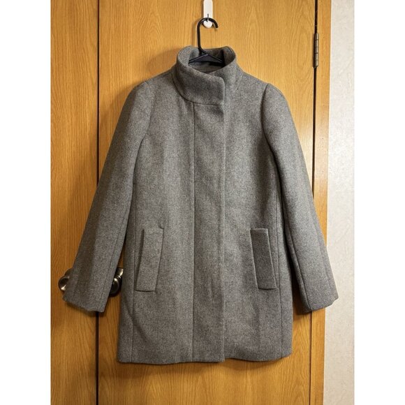 JCREW Mercantile Classic Gray Wool Cocoon Coat Jacket Sz 00 Career Professional - Picture 1 of 11